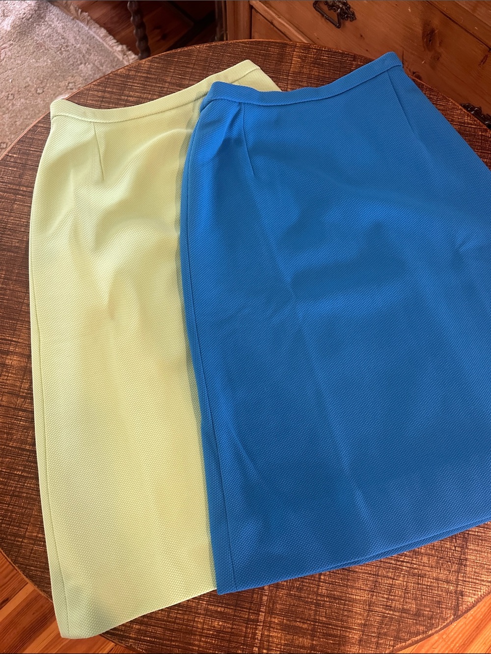 A-line skirts vintage made-n-Germany Blue +mint green Midi length with scarf